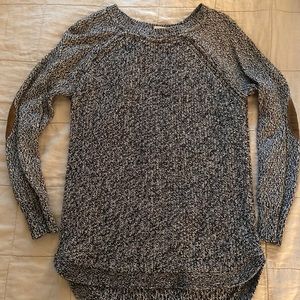 Grey sweater with leather elbow pads